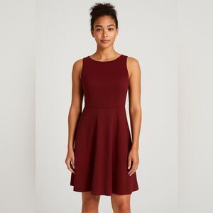 Elegant Red Sleeveless A-Line Midi Dress‎ for Weddings